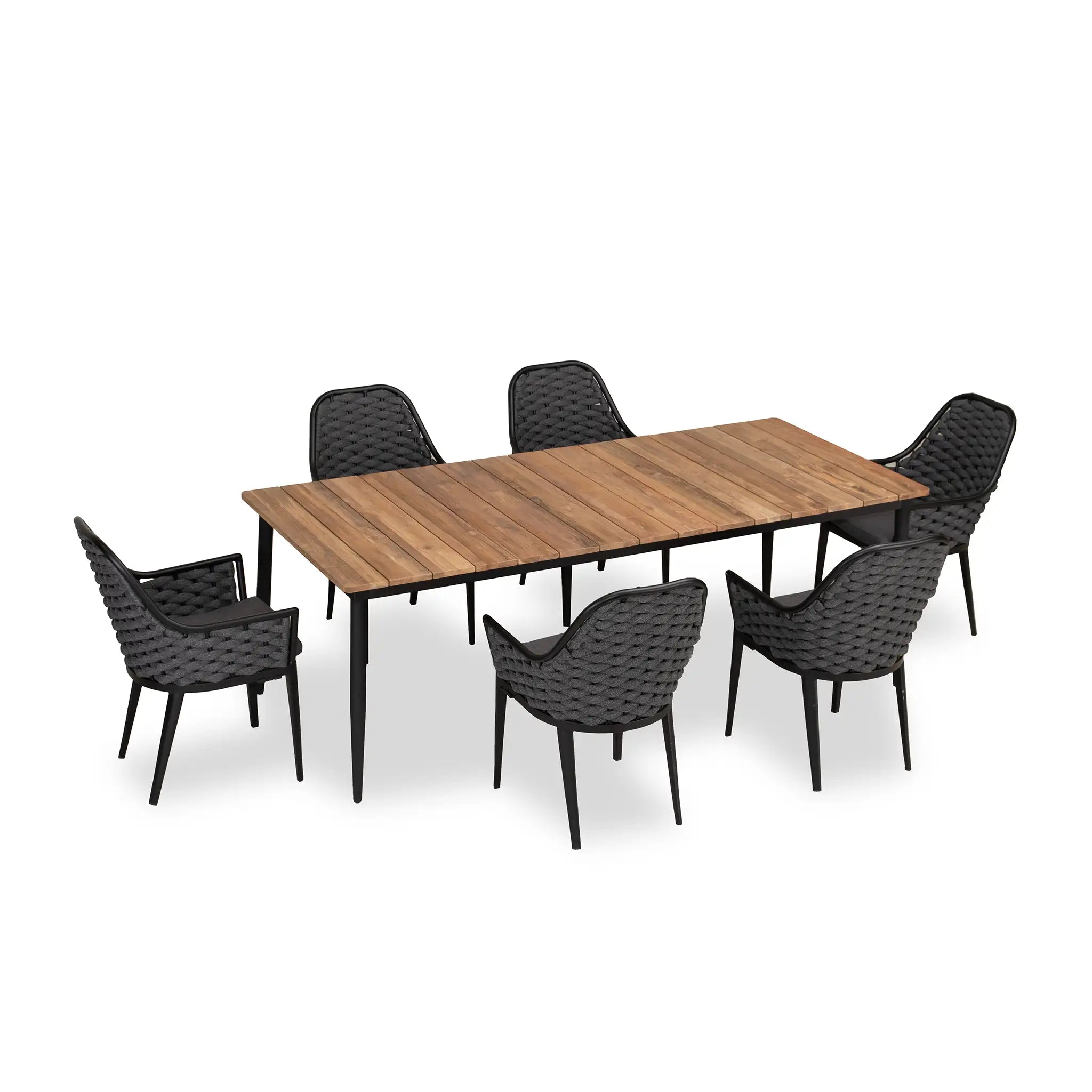 Harmonia Living Parlor Louie 6 Seat Aluminum Reclaimed Teak Outdoor Dining Set 3