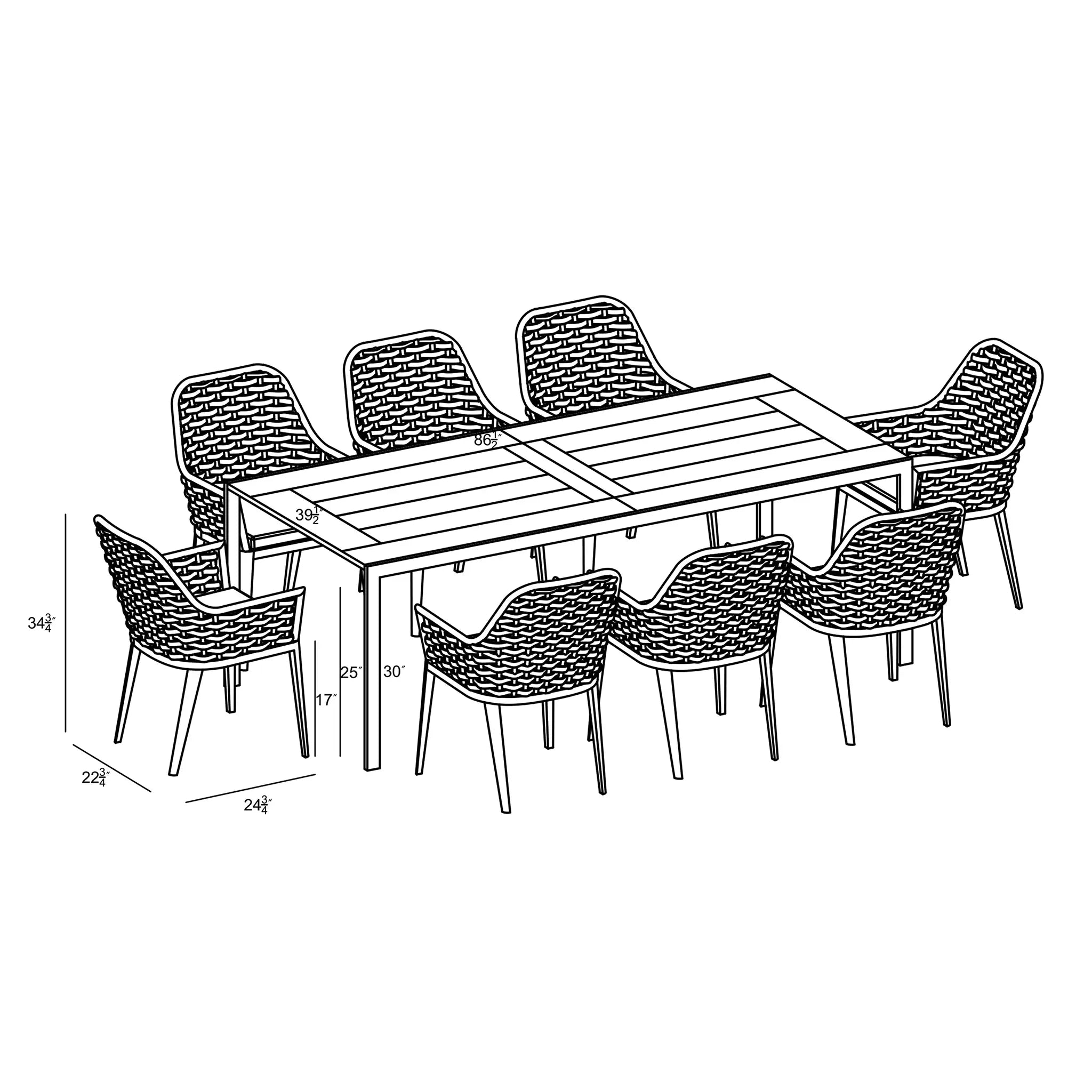 Harmonia Living Parlor Communal 8 Seat Aluminum Extendable Reclaimed Teak Dining Set 8