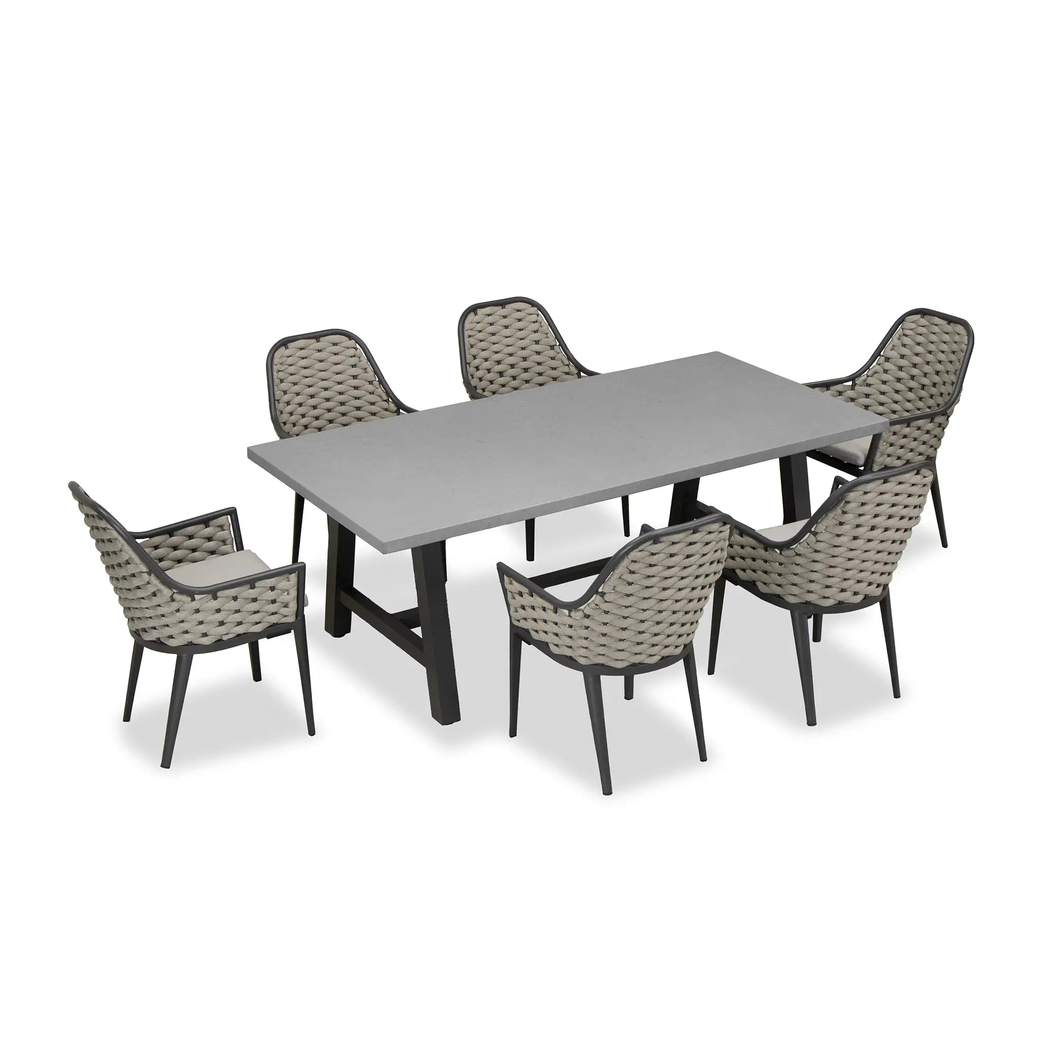 Harmonia Living Parlor Commons 6 Seat Aluminum Rectangular Dining Set 3