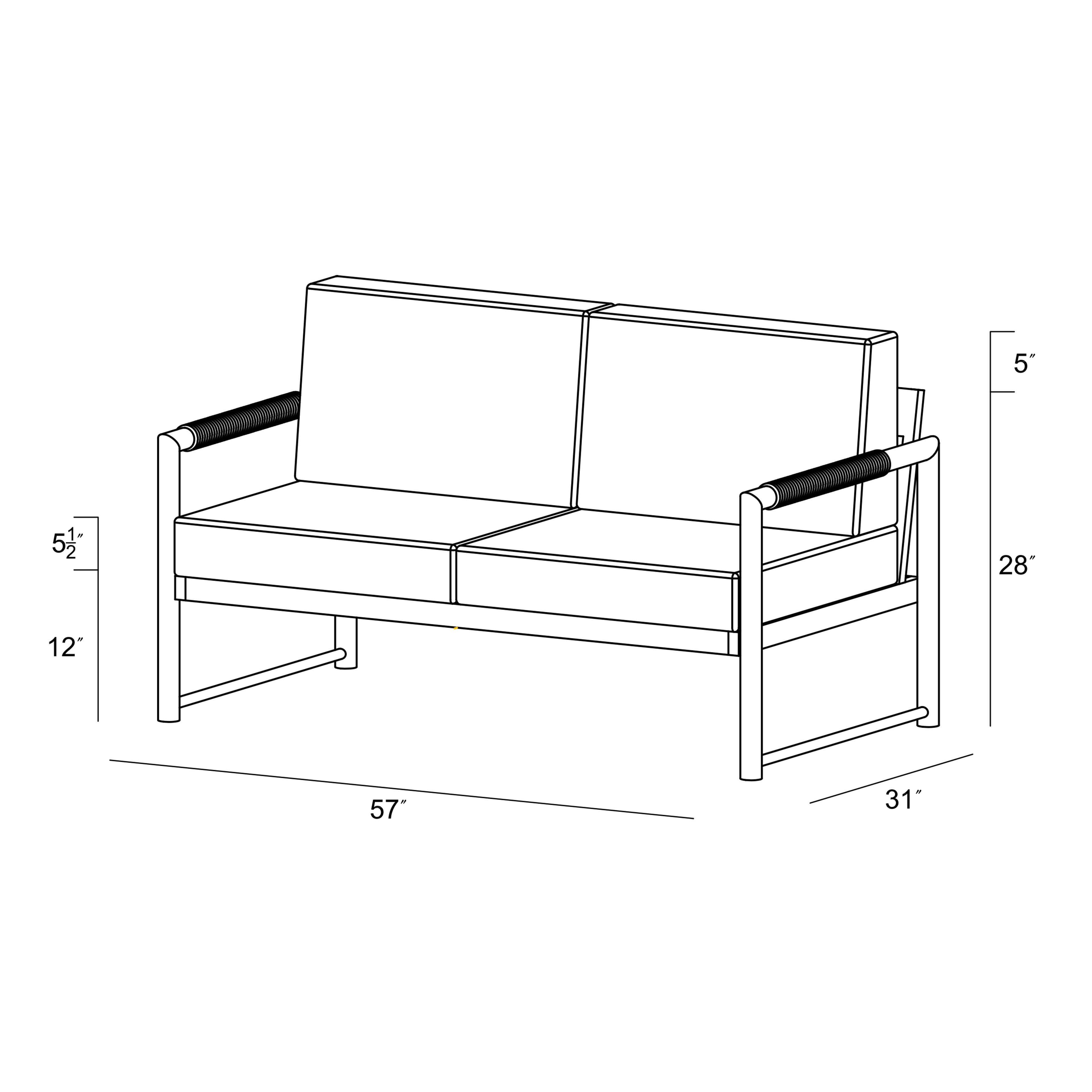 Alto Loveseat - Black - Canvas Natural