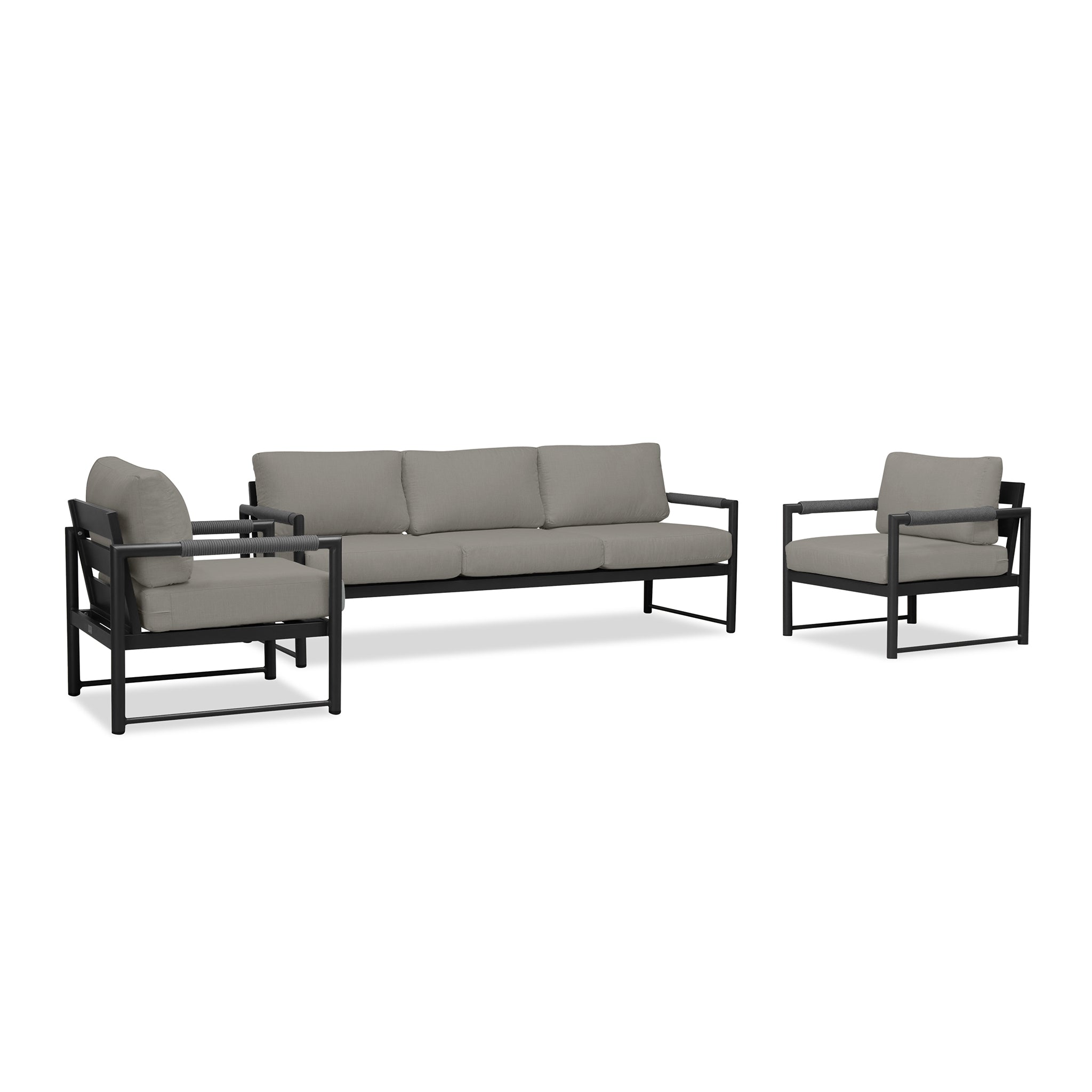 variant:Two Club Chairs / Black/Carbon / Canvas Charcoal