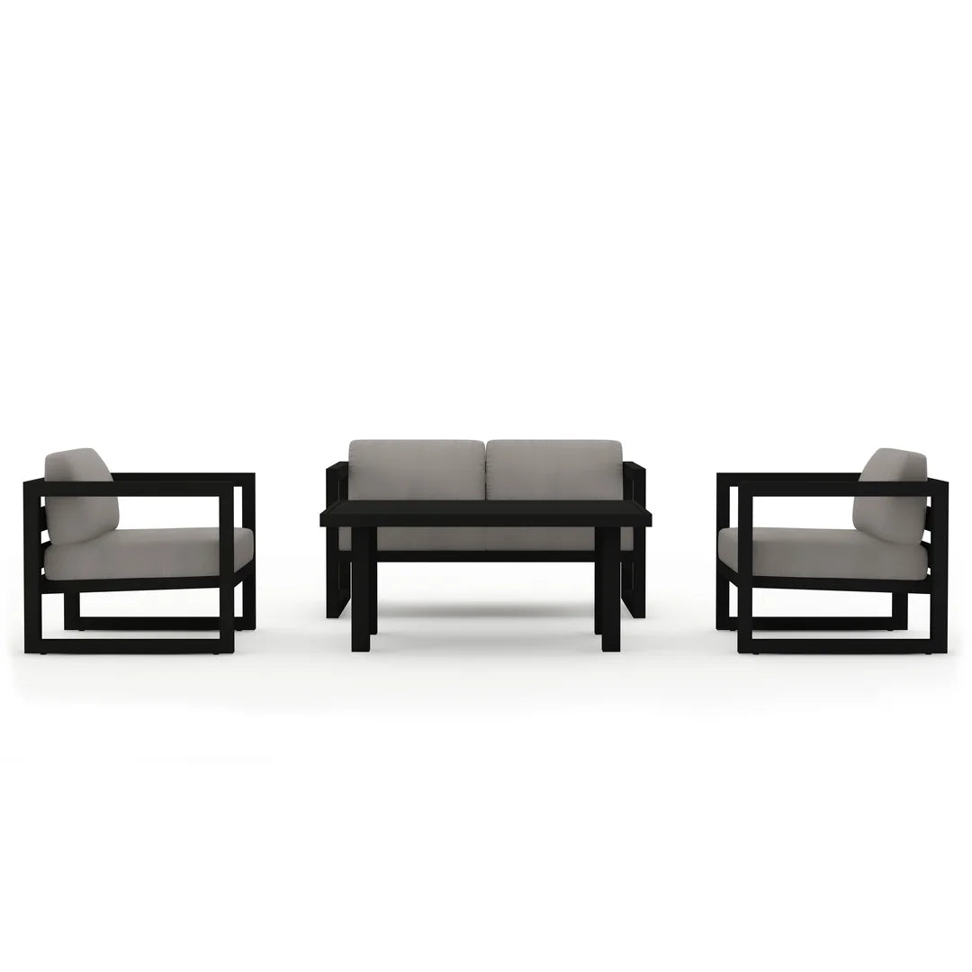 Avion Classic 4 Piece Aluminum Loveseat Set - Black - Canvas Charcoal