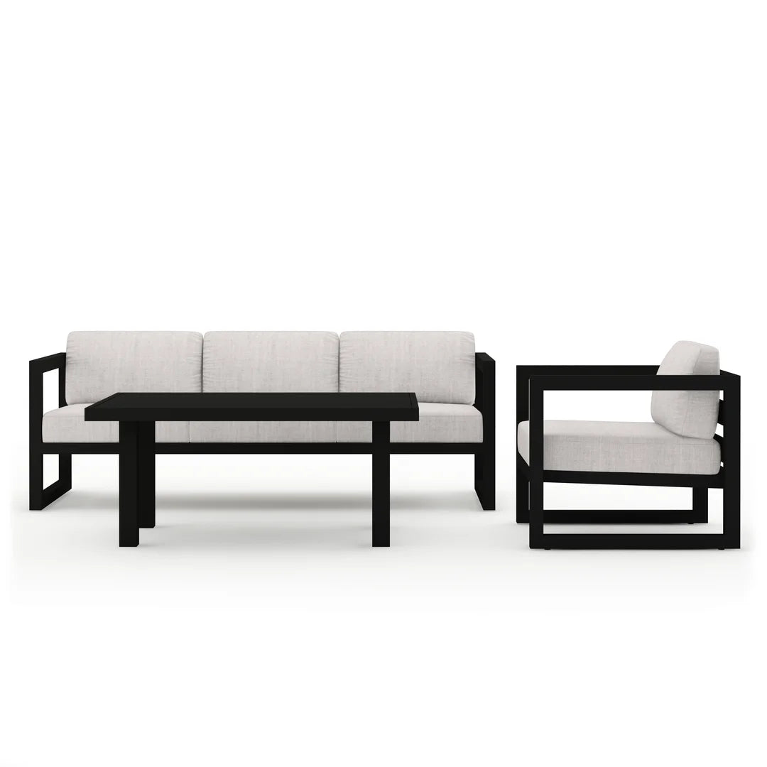 Avion Classic 3 Piece Aluminum Sofa Set - Black - Cast Silver