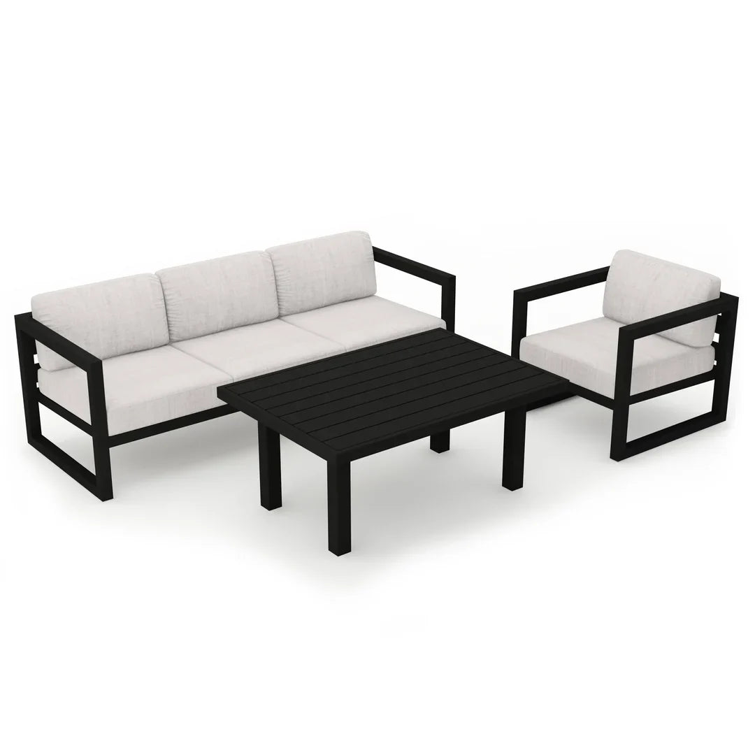 Avion Classic 3 Piece Aluminum Sofa Set - Black - Cast Silver