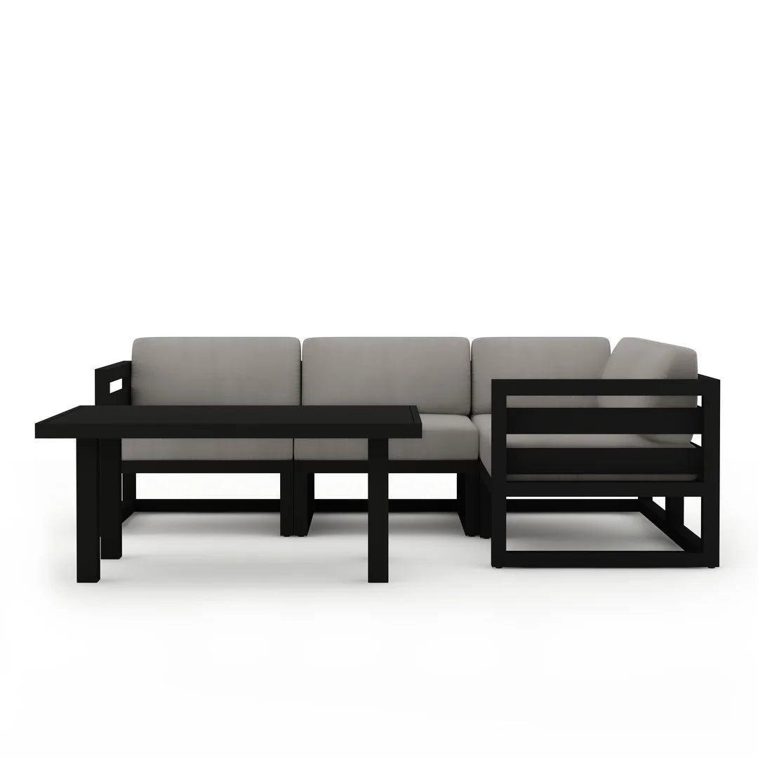 Avion Classic 5 Piece Aluminum Sectional Set - Black - Canvas Charcoal