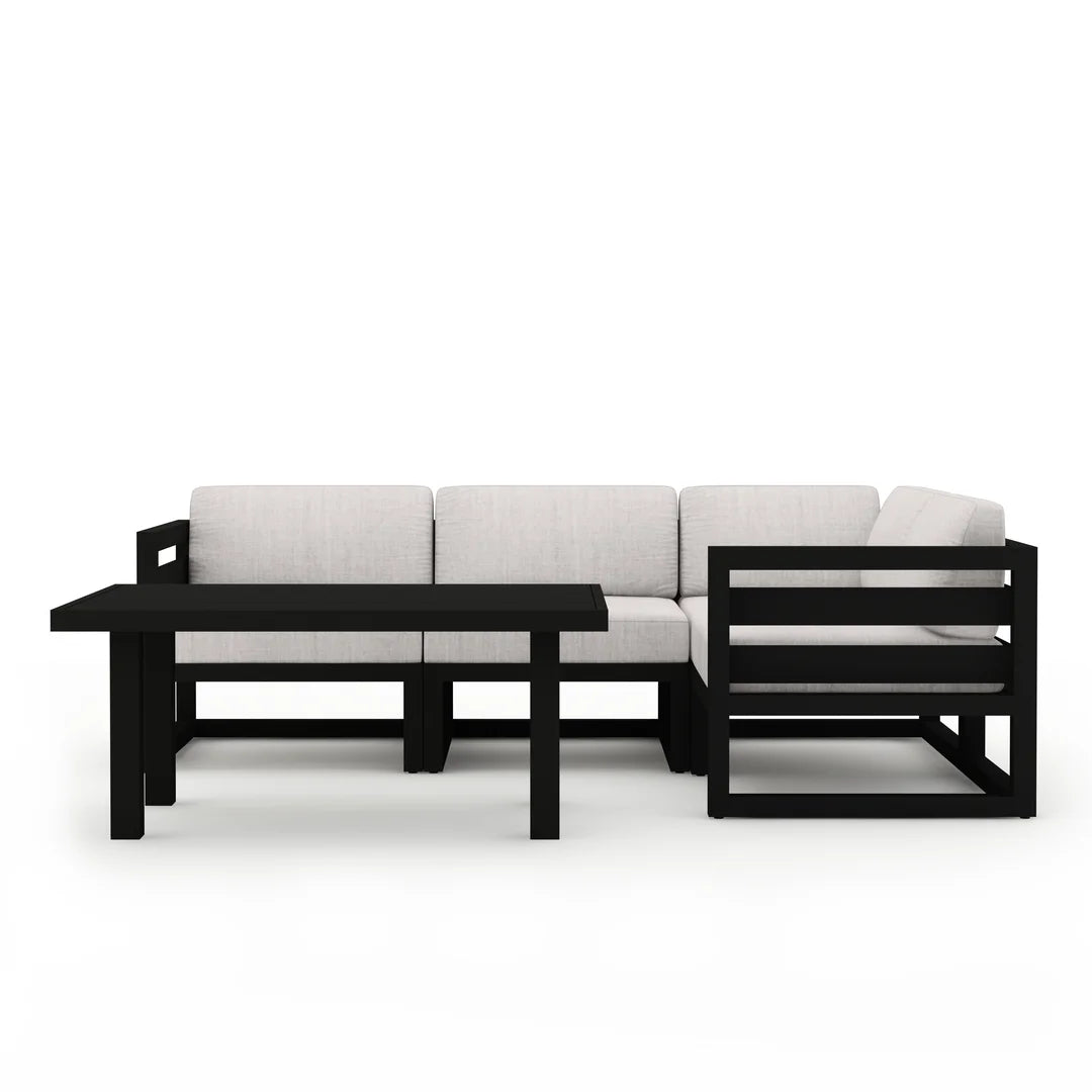 Avion Classic 5 Piece Aluminum Sectional Set - Black - Cast Silver