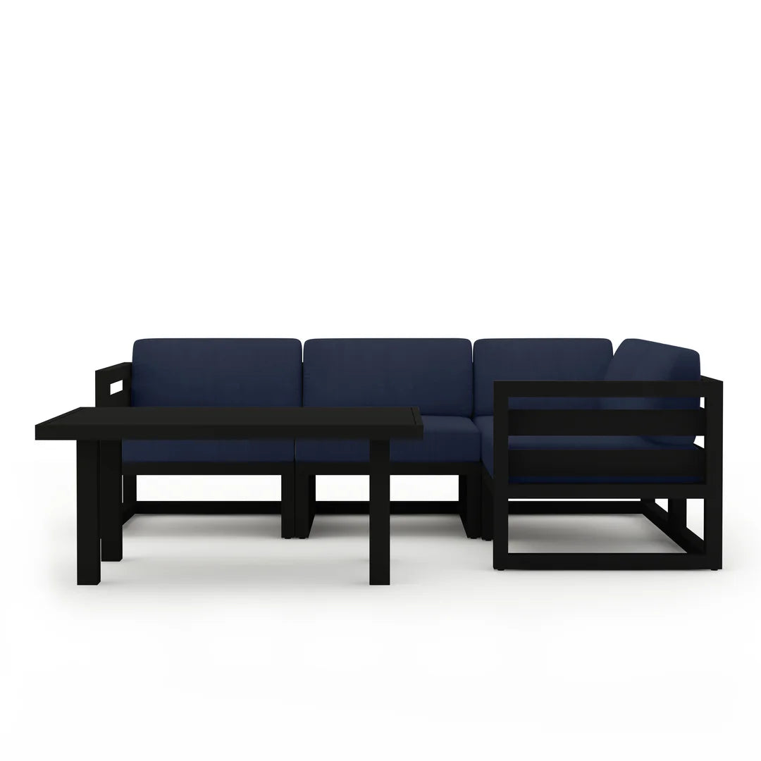 Avion Classic 5 Piece Aluminum Sectional Set - Black - Spectrum Indigo