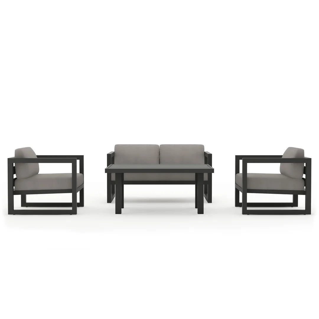 Avion Classic 4 Piece Aluminum Loveseat Set - Slate - Canvas Charcoal