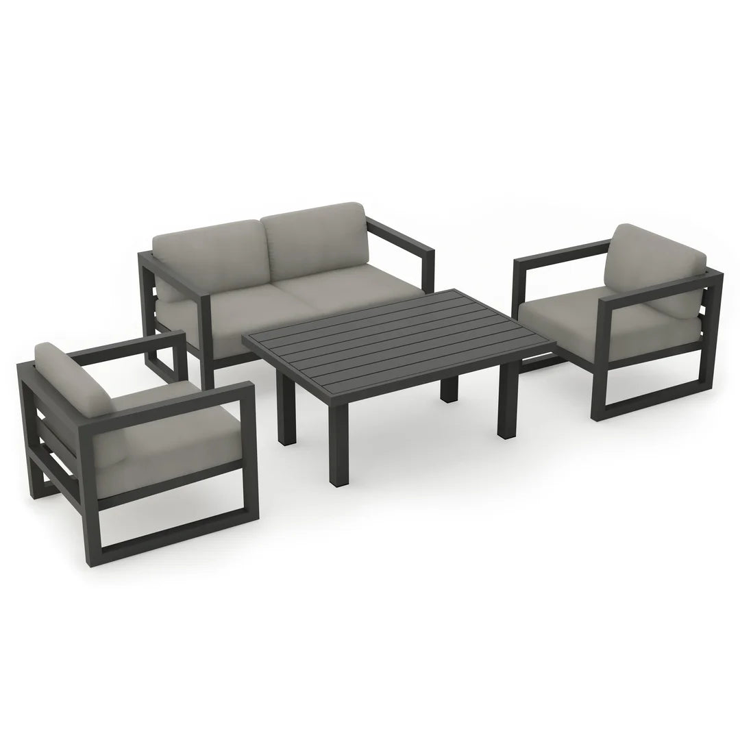 Avion Classic 4 Piece Aluminum Loveseat Set - Slate - Canvas Charcoal
