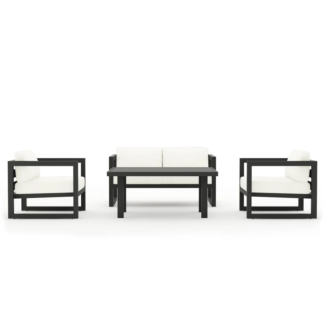Avion Classic 4 Piece Aluminum Loveseat Set - Slate - Canvas Natural