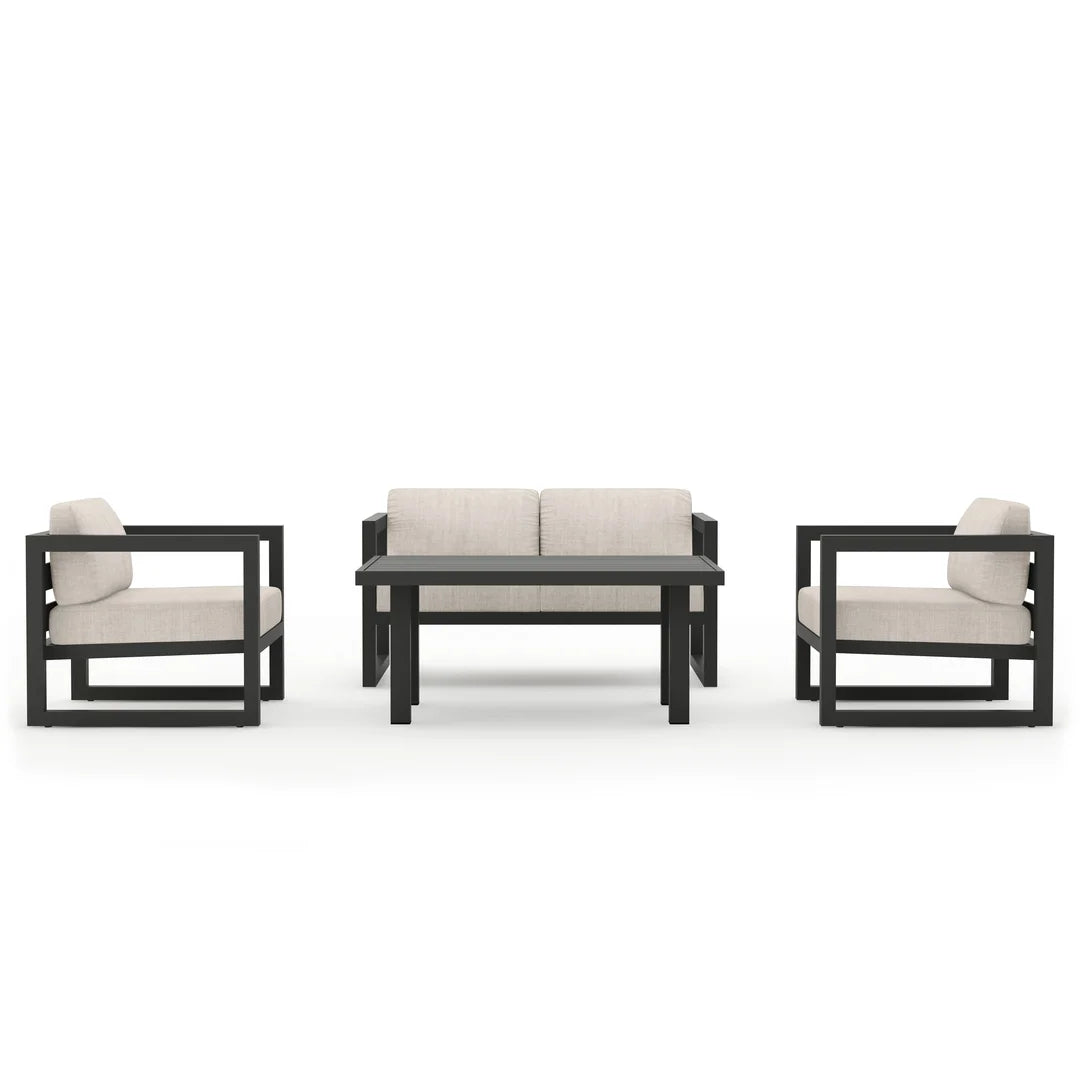 Avion Classic 4 Piece Aluminum Loveseat Set - Slate - Cast Silver
