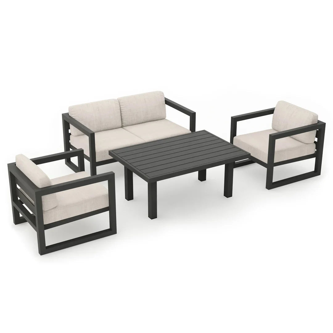 Avion Classic 4 Piece Aluminum Loveseat Set - Slate - Cast Silver