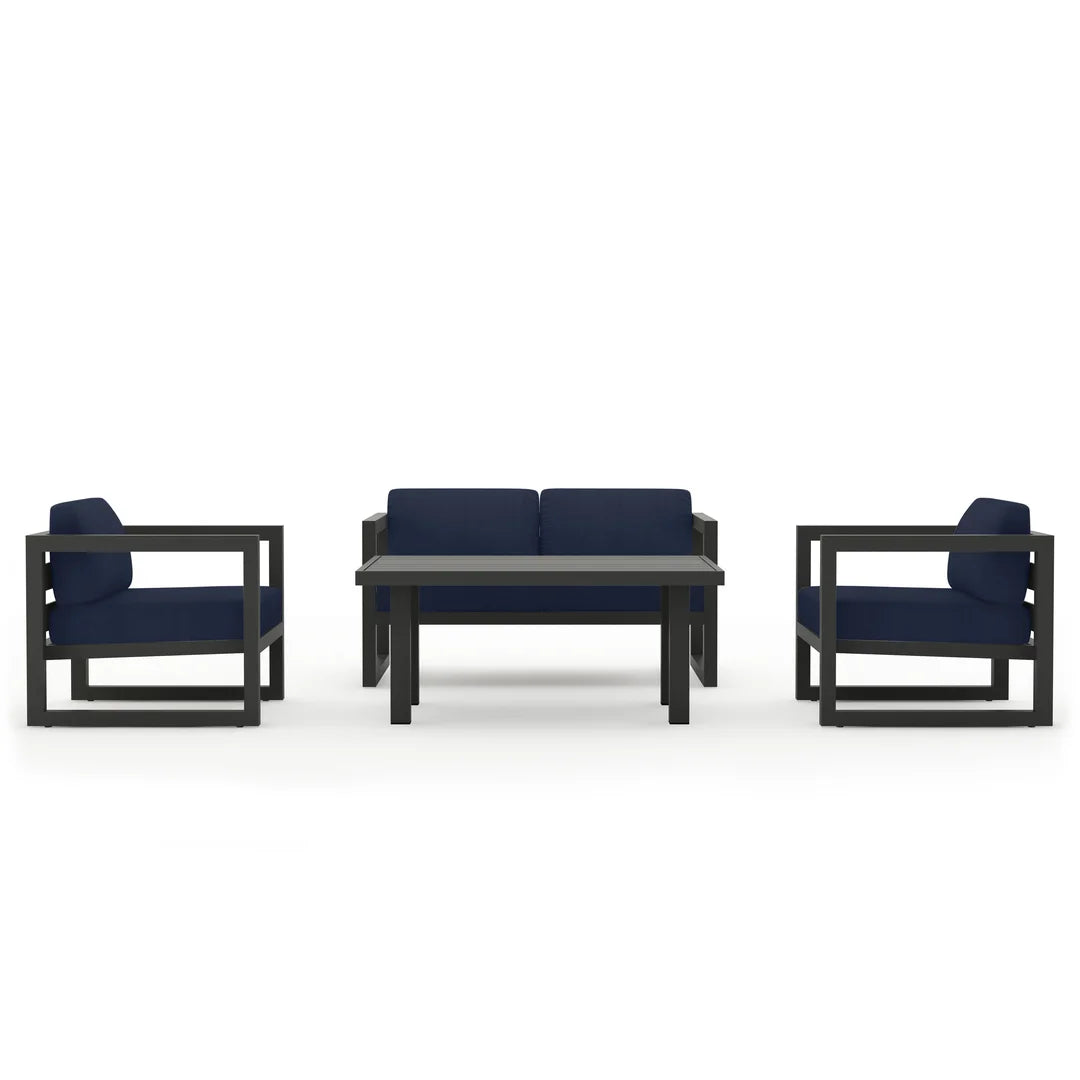 Avion Classic 4 Piece Aluminum Loveseat Set - Slate - Spectrum Indigo