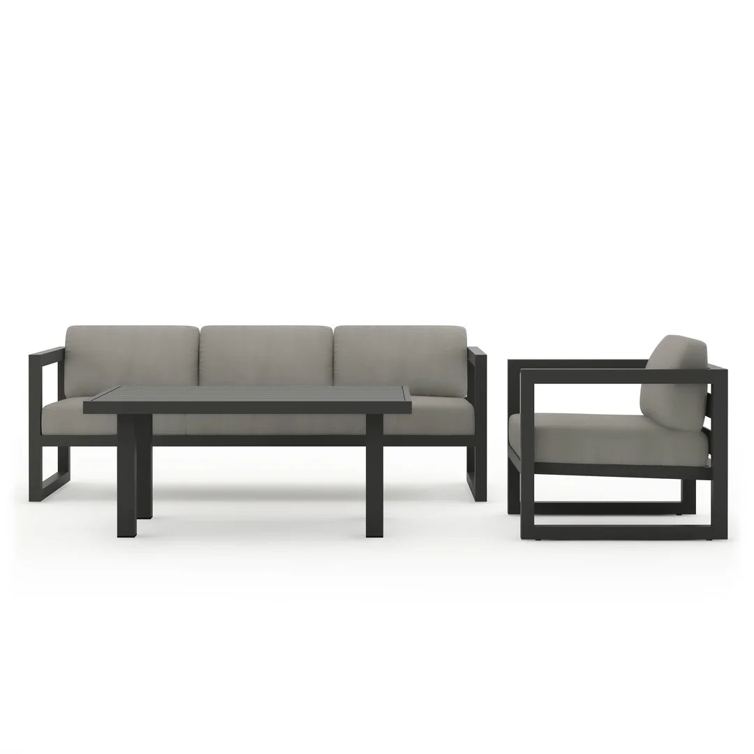 Avion Classic 3 Piece Aluminum Sofa Set - Slate - Canvas Charcoal