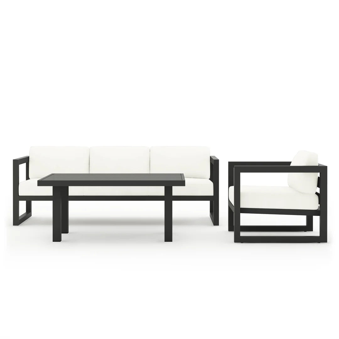 Avion Classic 3 Piece Aluminum Sofa Set - Slate - Canvas Natural