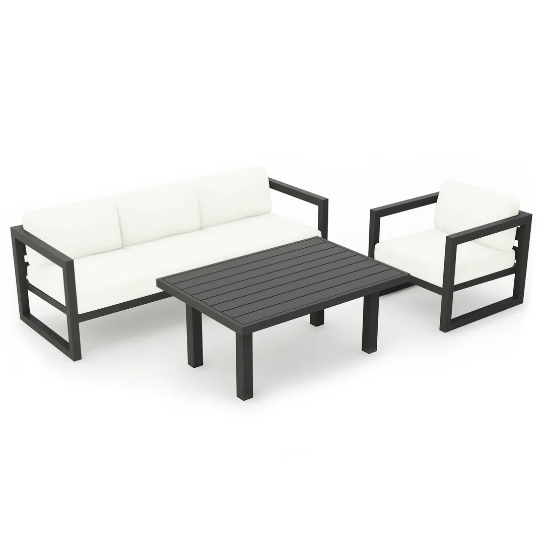 Avion Classic 3 Piece Aluminum Sofa Set - Slate - Canvas Natural