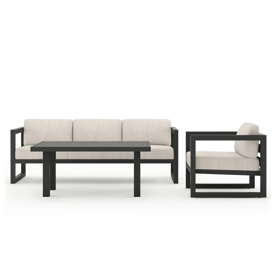 Avion Classic 3 Piece Aluminum Sofa Set - Slate - Cast Silver