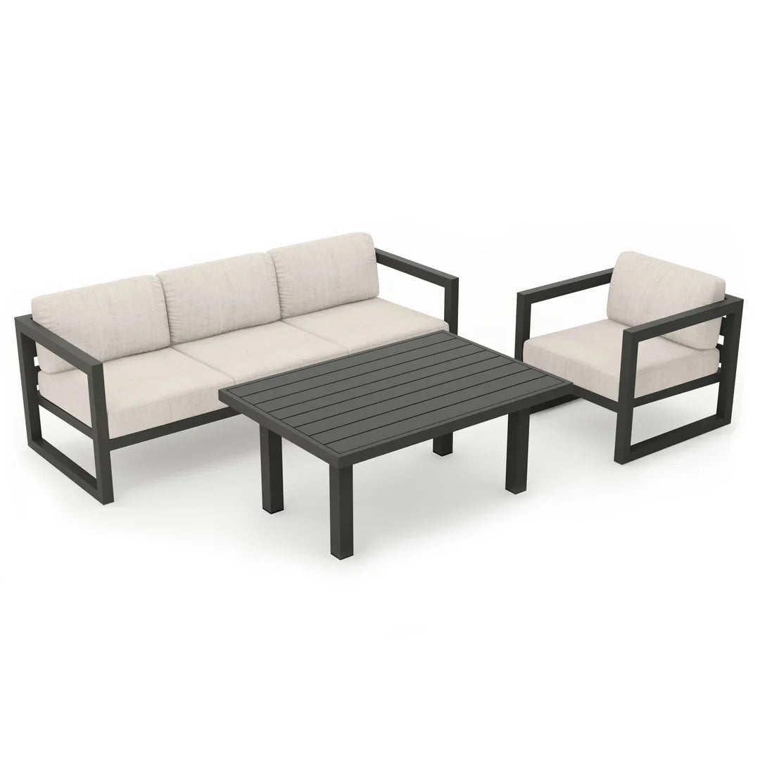 Avion Classic 3 Piece Aluminum Sofa Set - Slate - Cast Silver