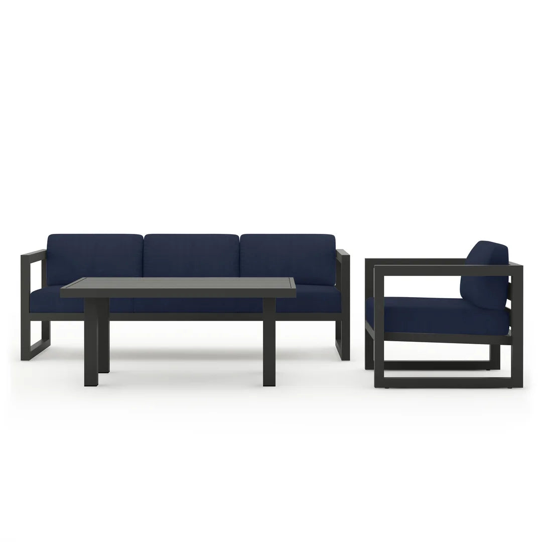 Avion Classic 3 Piece Aluminum Sofa Set - Slate - Spectrum Indigo