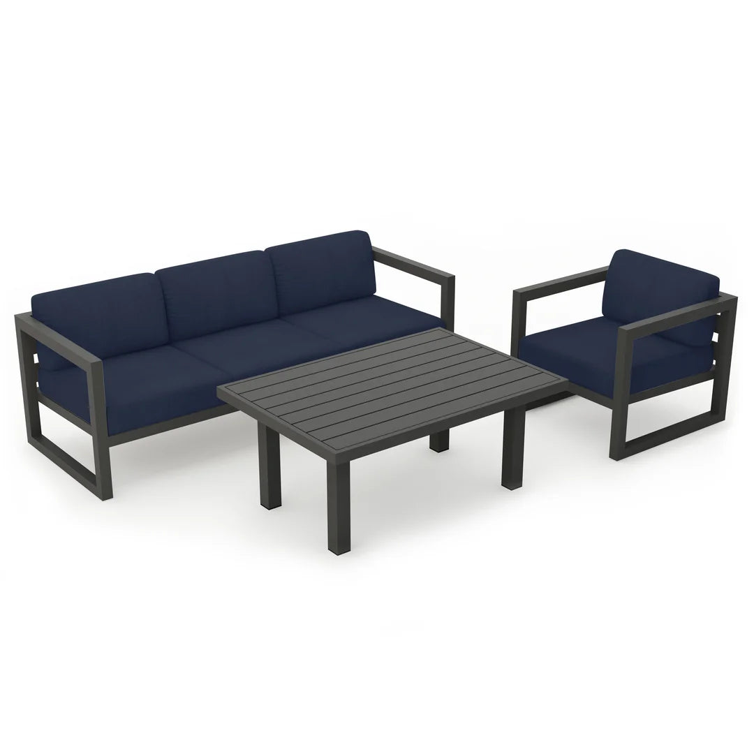 Avion Classic 3 Piece Aluminum Sofa Set - Slate - Spectrum Indigo