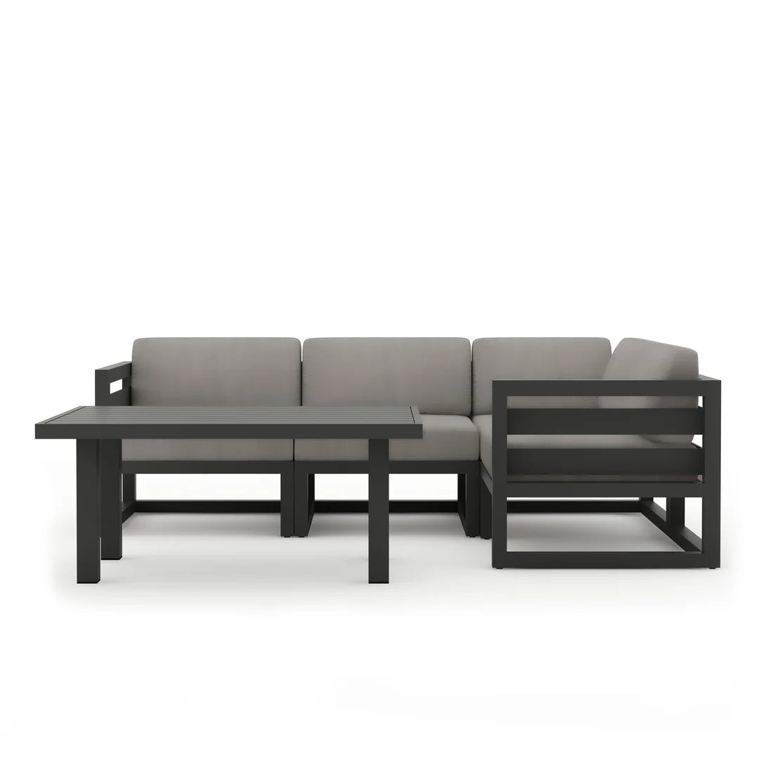 Avion Classic 5 Piece Aluminum Sectional Set - Slate - Canvas Charcoal