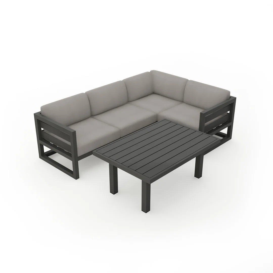 Avion Classic 5 Piece Aluminum Sectional Set - Slate - Canvas Charcoal
