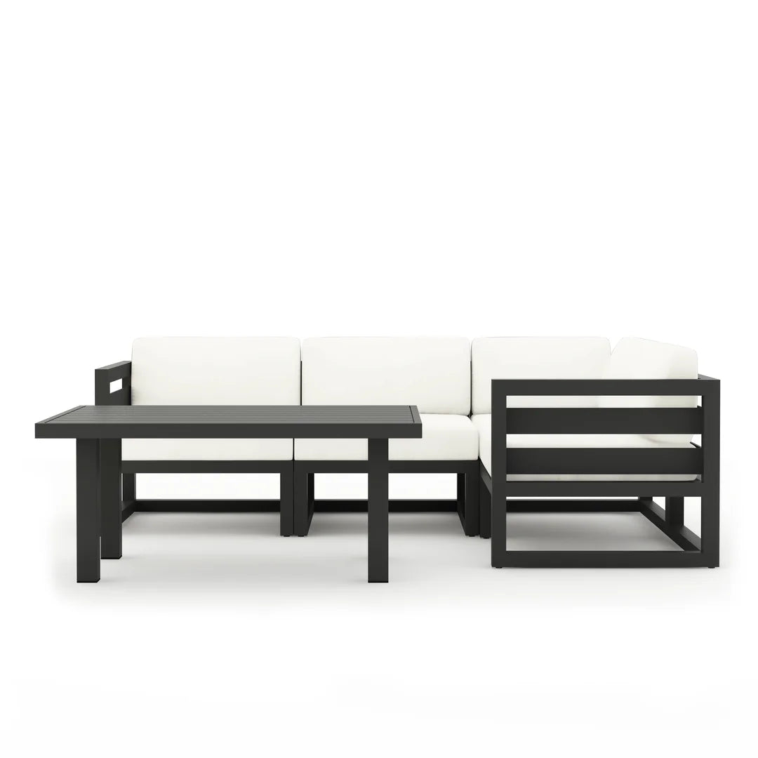 Avion Classic 5 Piece Aluminum Sectional Set - Slate - Canvas Natural