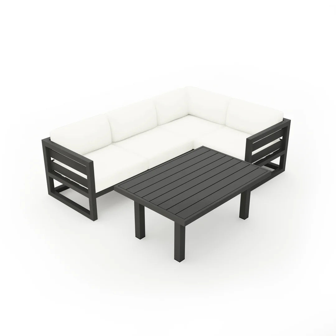Avion Classic 5 Piece Aluminum Sectional Set - Slate - Canvas Natural