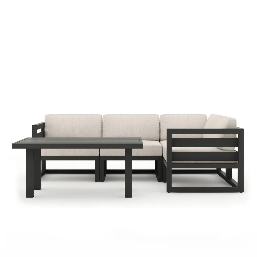 Avion Classic 5 Piece Aluminum Sectional Set - Slate - Cast Silver