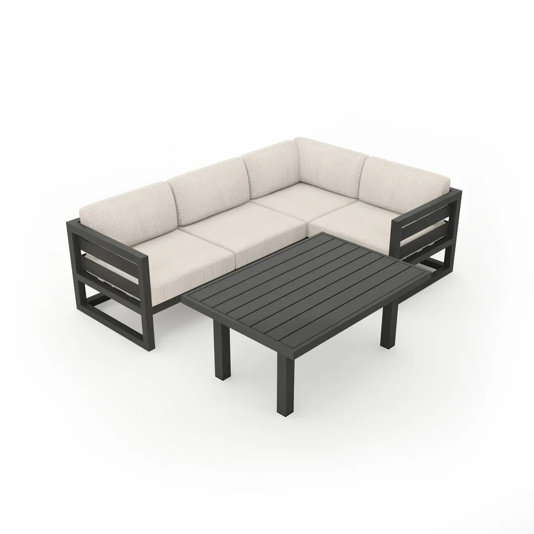 Avion Classic 5 Piece Aluminum Sectional Set - Slate - Cast Silver