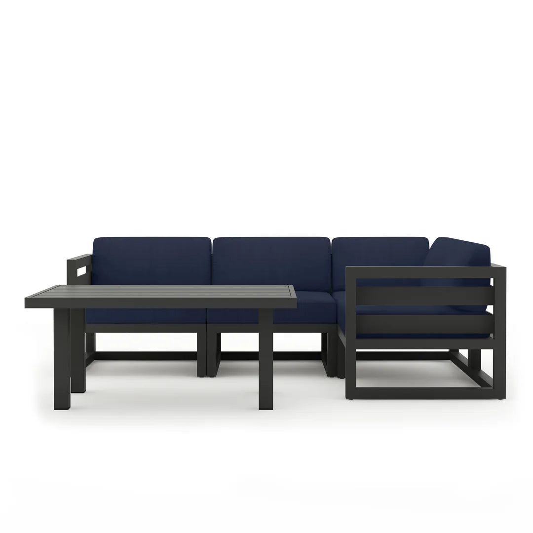 Avion Classic 5 Piece Aluminum Sectional Set - Slate - Spectrum Indigo