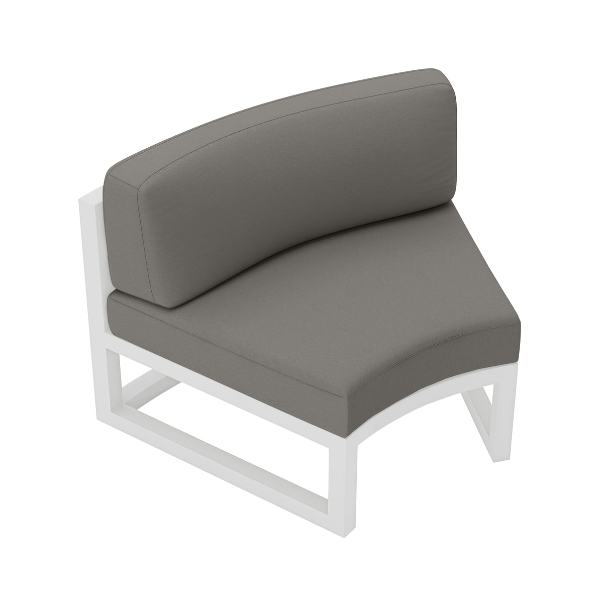 Avion Aluminum Curve Seat (Set of 2)#Finish_White#Fabric_Canvas Charcoal