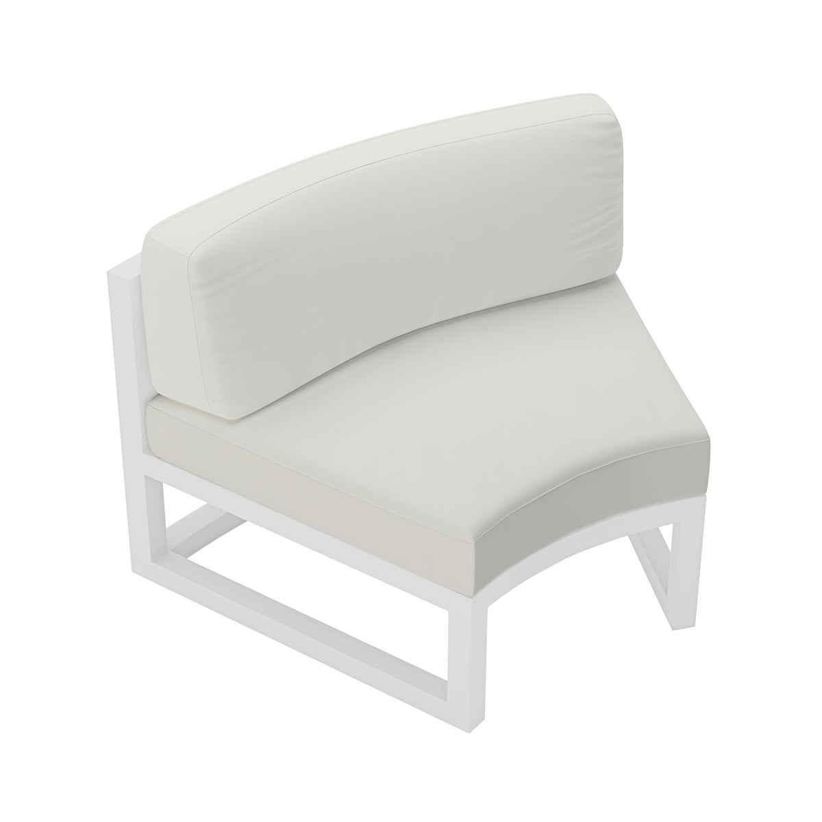 Avion Aluminum Curve Seat (Set of 2)#Finish_White#Fabric_Canvas Natural
