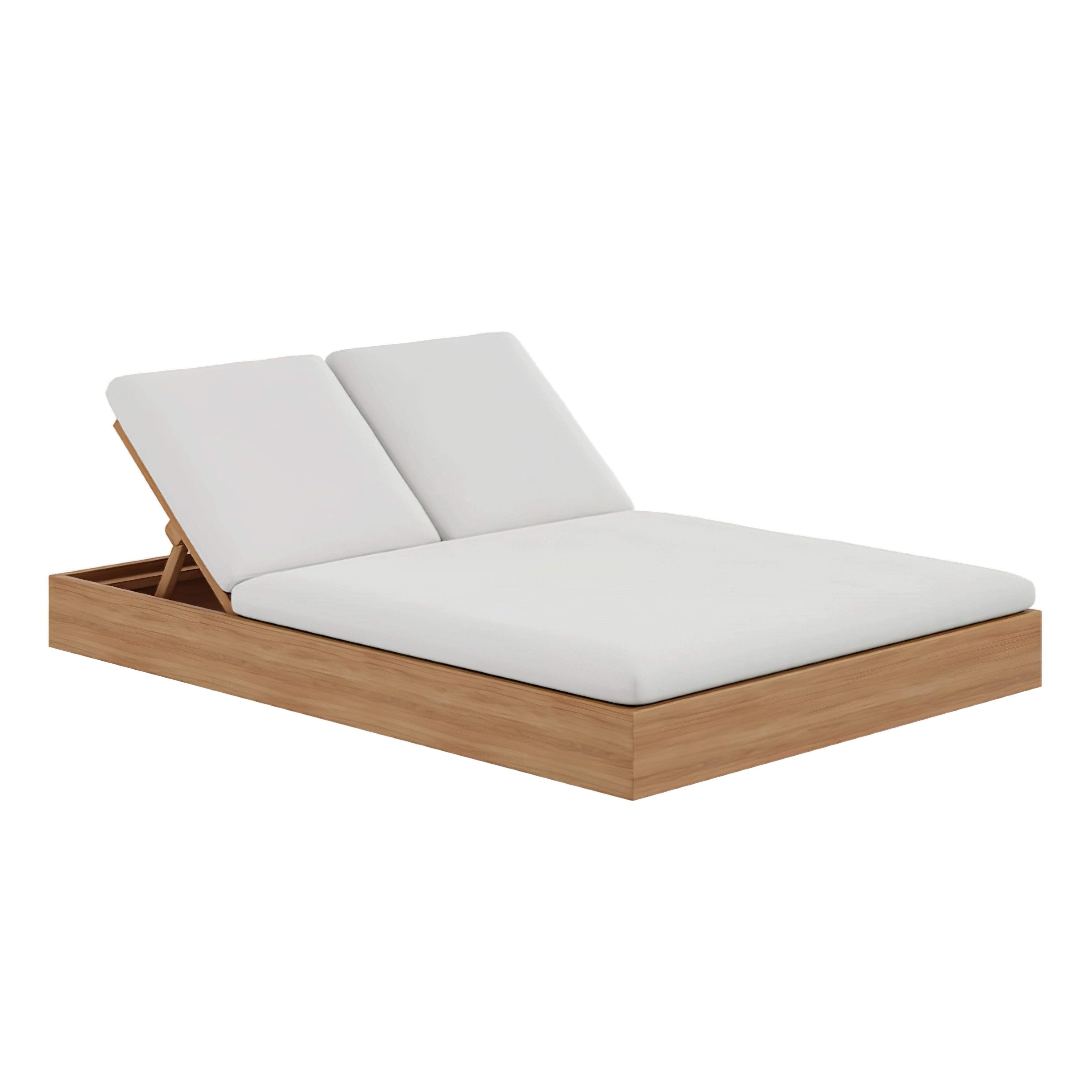 Beja Double Sunbed#Finish_Natural Sanded#Fabric_Cast Silver