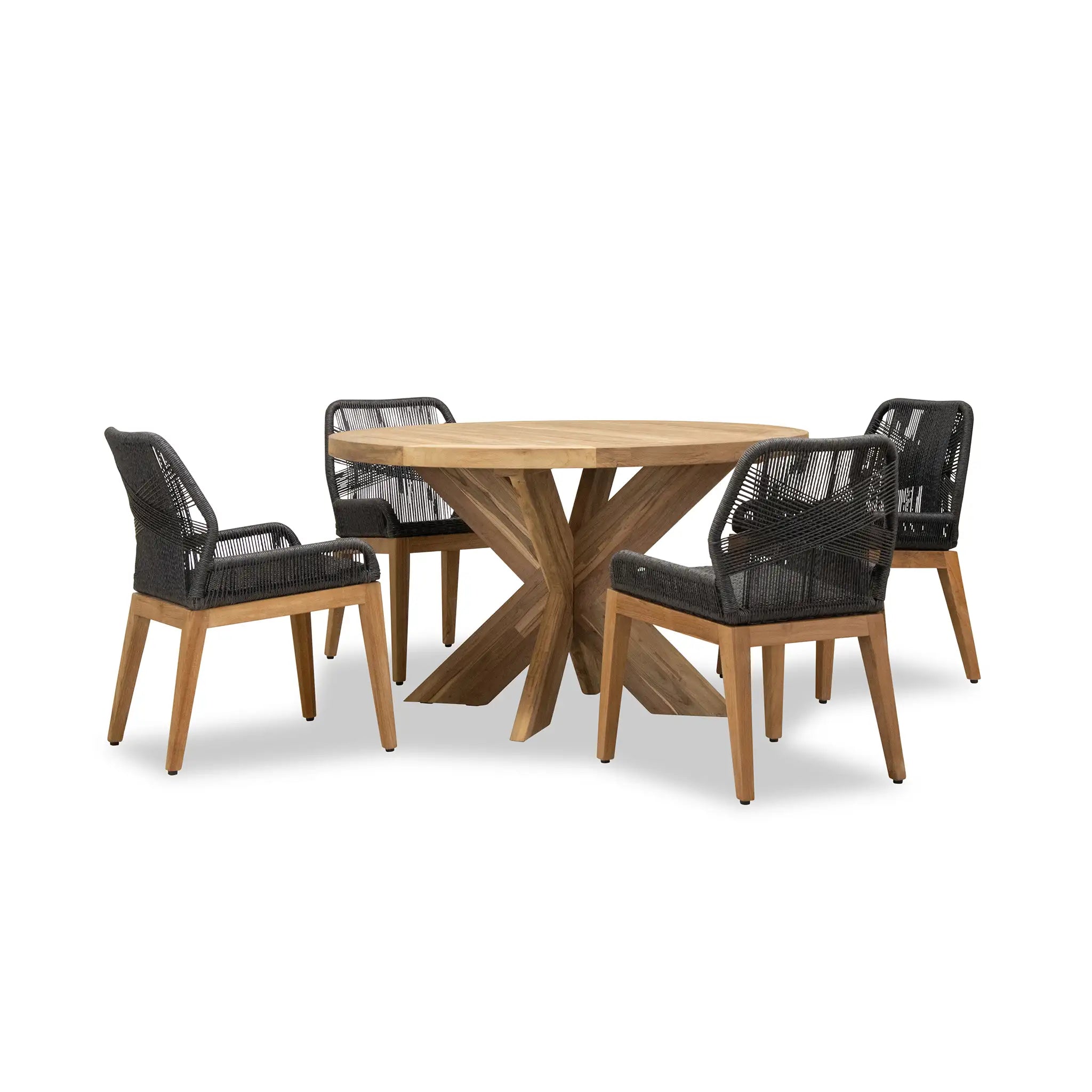 Harmonia Living Carl Roost 4 Seat Reclaimed Teak and Rope Dining Set 2