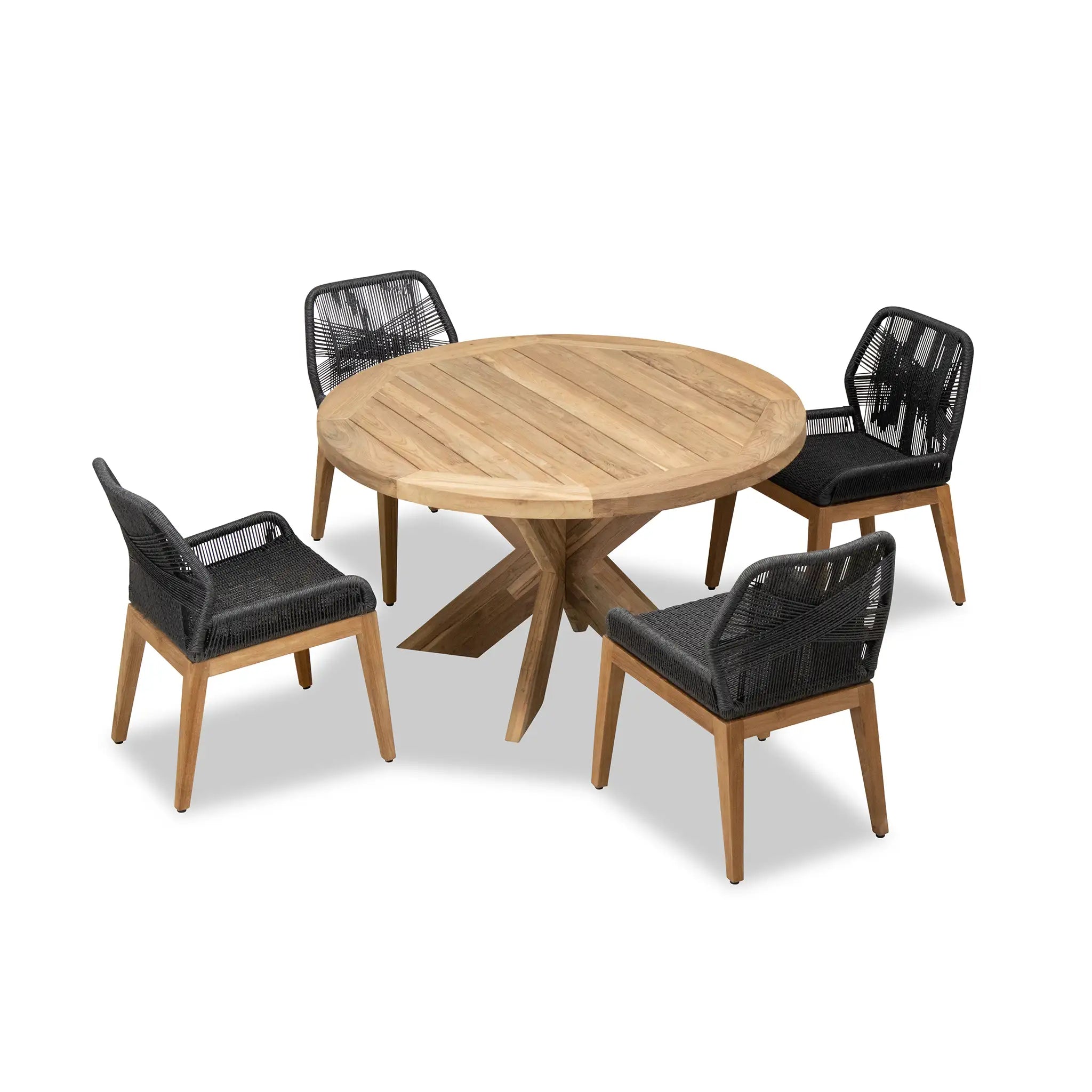 Harmonia Living Carl Roost 4 Seat Reclaimed Teak and Rope Dining Set 3