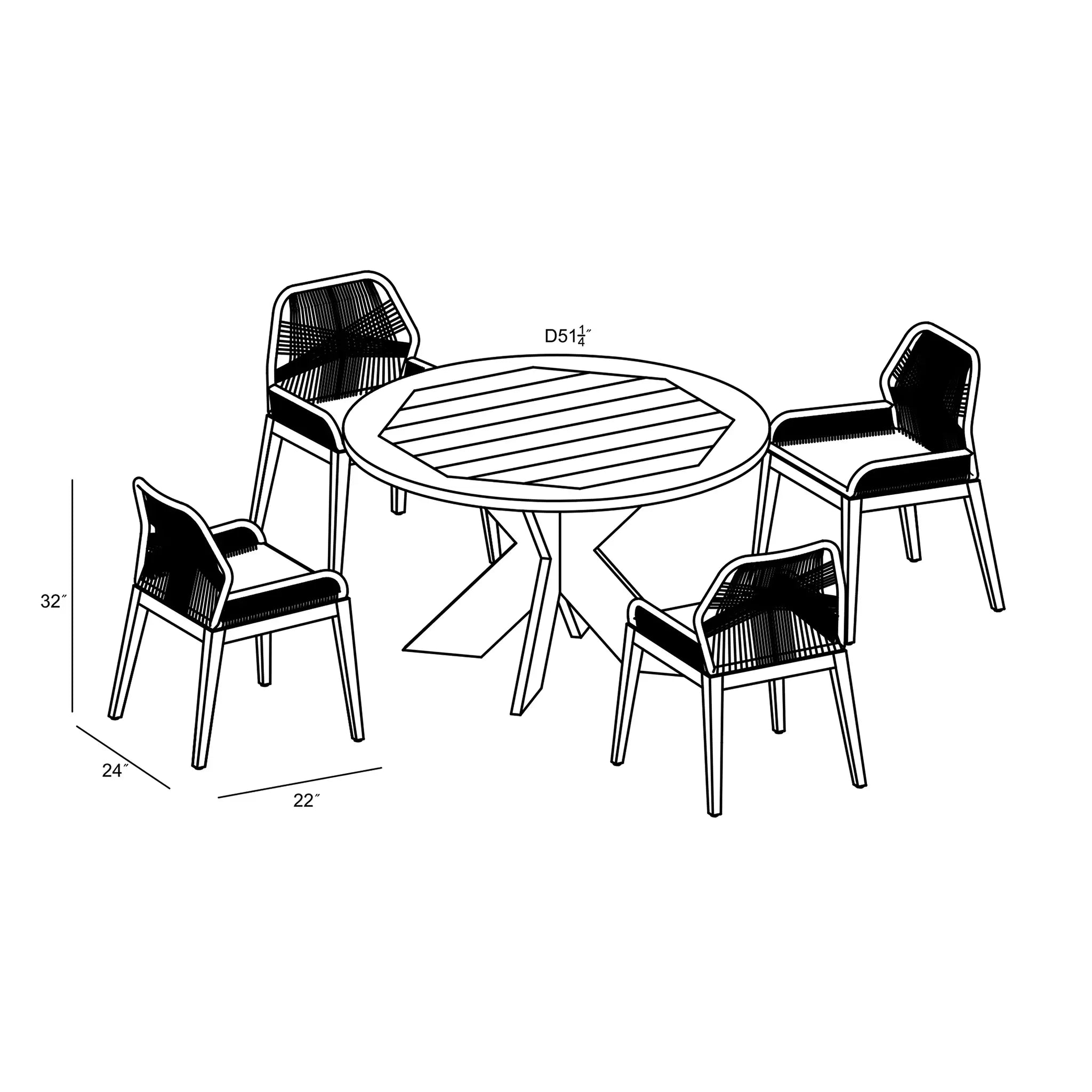 Harmonia Living Carl Roost 4 Seat Reclaimed Teak and Rope Dining Set 7