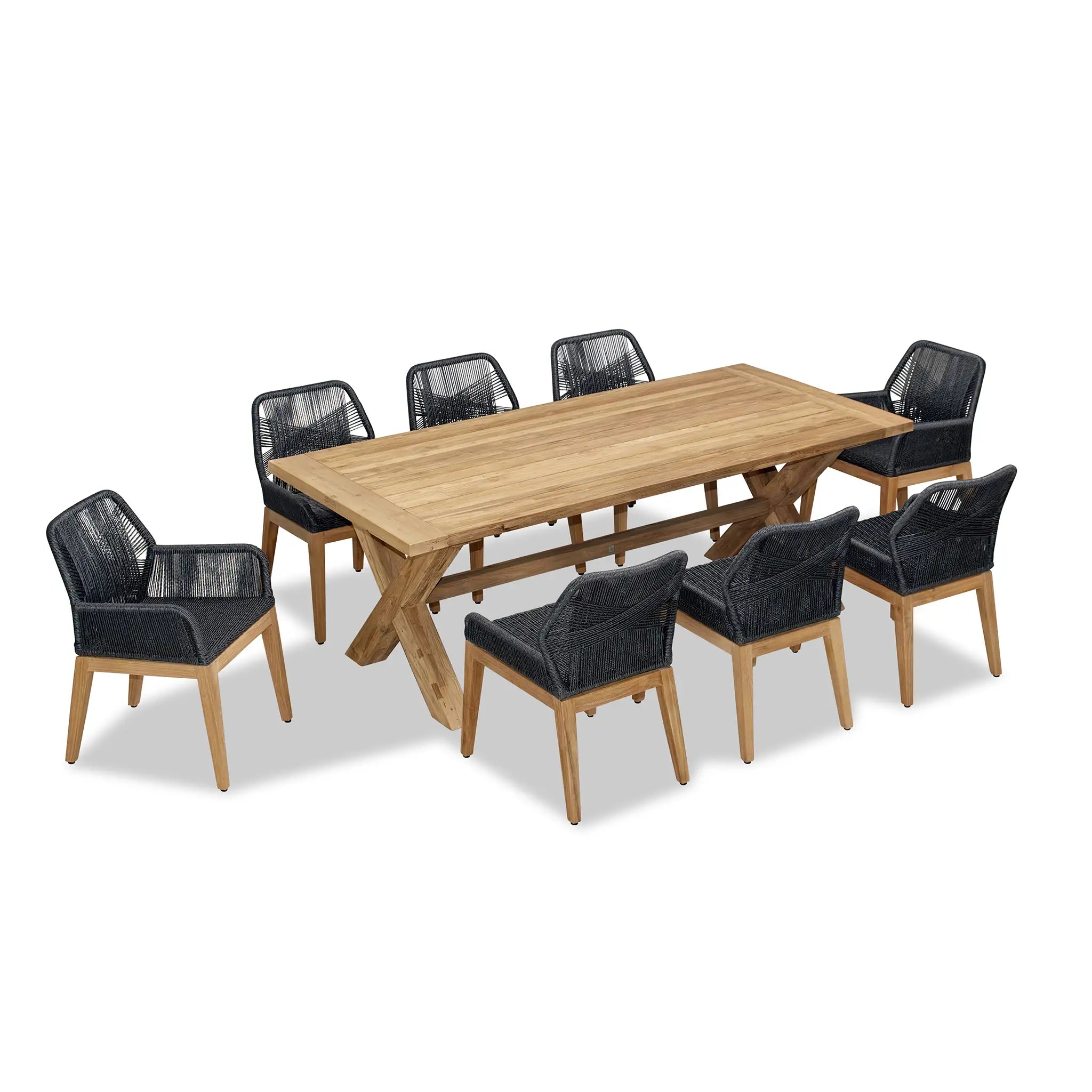 Harmonia Living Carl Fields 8 Seat Reclaimed Teak and Rope Dining Set 3