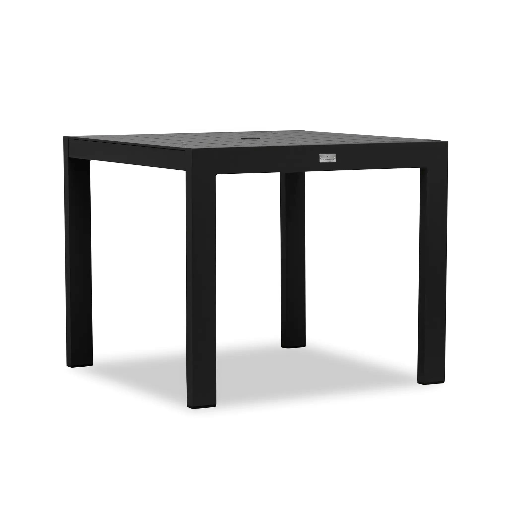 Harmonia Living Classic Aluminum 4-Seat Aluminum Square Dining Table - Black 2