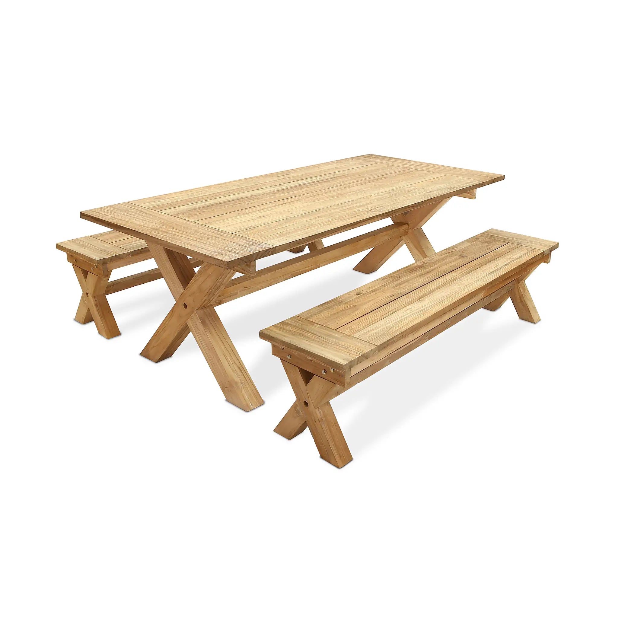 Harmonia Living Fields 6 Seat Reclaimed Teak Dining Set w Benches 1