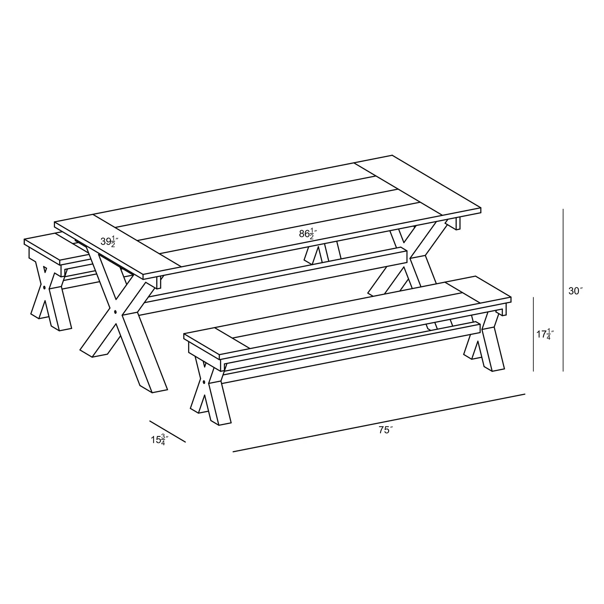 Harmonia Living Fields 6 Seat Reclaimed Teak Dining Set w Benches 8