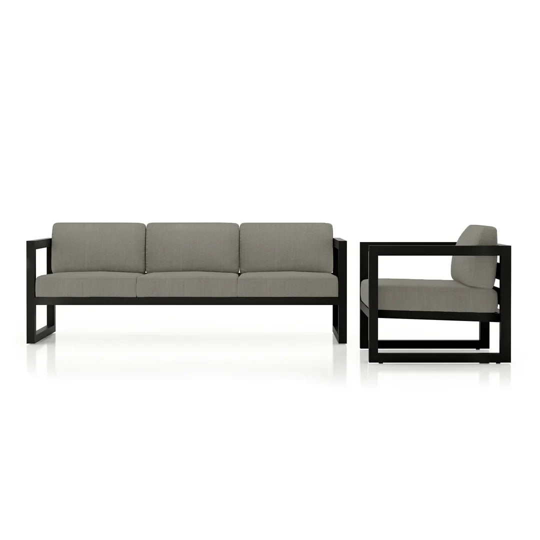 Avion 2 Piece Aluminum Sofa Set - Black - Canvas Charcoal