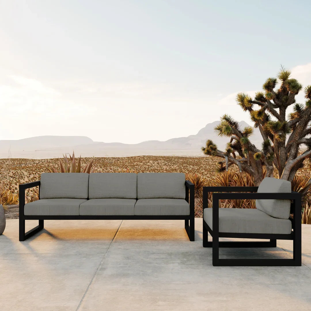 Avion 2 Piece Aluminum Sofa Set - Black - Canvas Charcoal