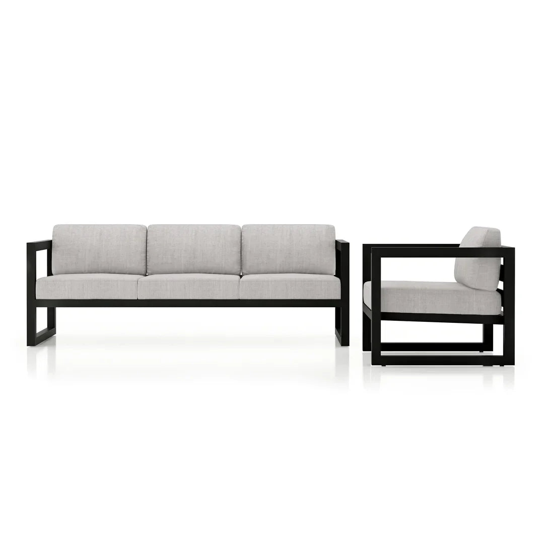 Avion 2 Piece Aluminum Sofa Set - Black - Cast Silver