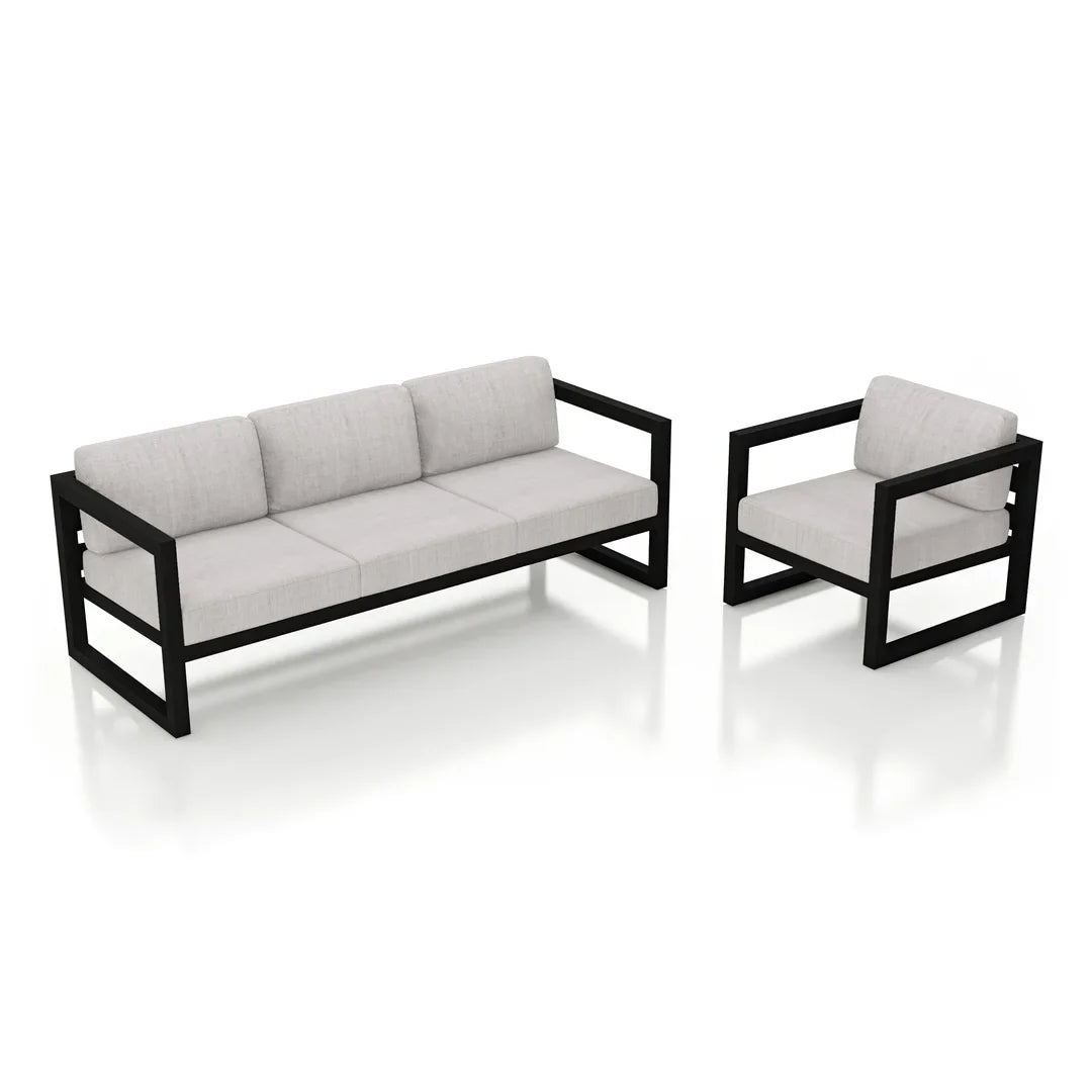 Avion 2 Piece Aluminum Sofa Set - Black - Cast Silver