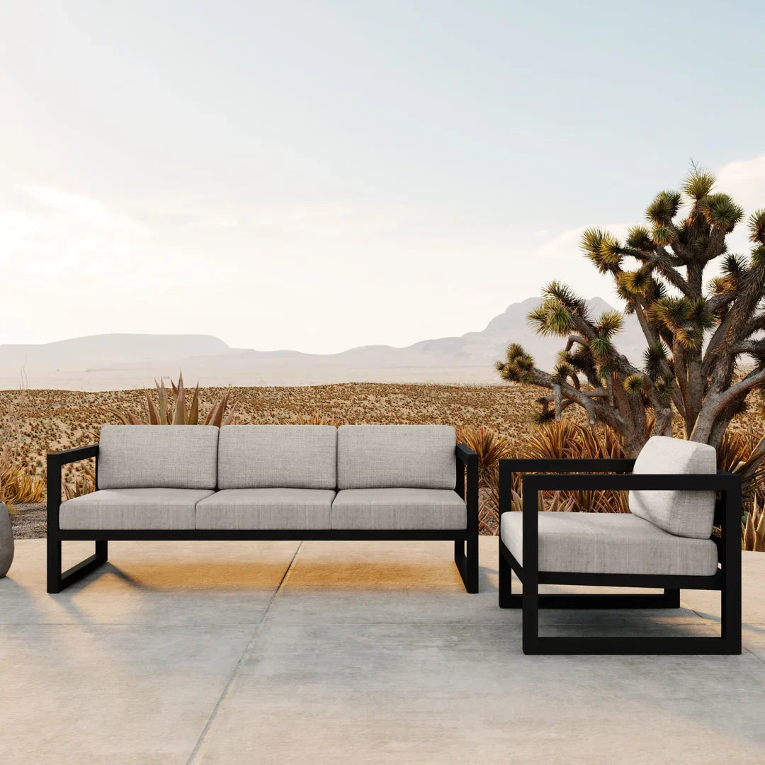 Avion 2 Piece Aluminum Sofa Set - Black - Cast Silver