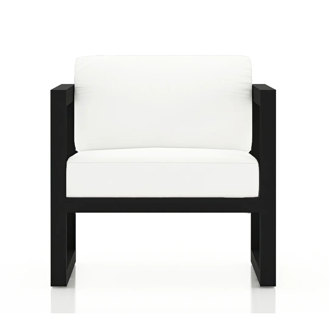 Avion 2 Piece Aluminum Sofa Set - Black - Canvas Natural