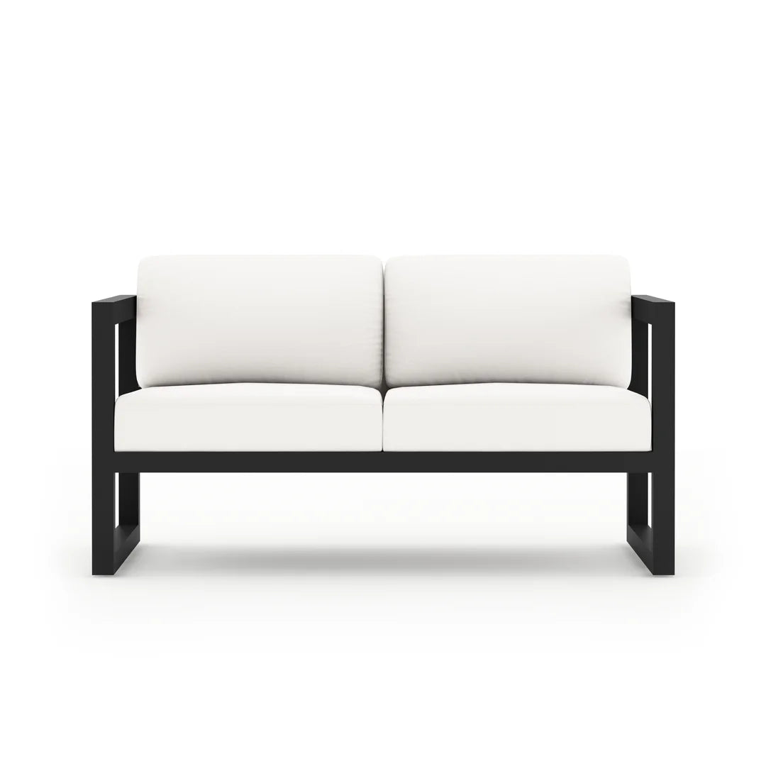 Avion 3 Piece Aluminum Sofa Loveseat Set - Black - Canvas Natural