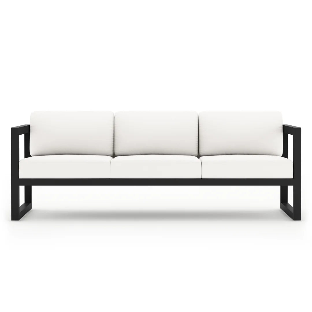 Avion 3 Piece Aluminum Sofa Loveseat Set - Black - Canvas Natural