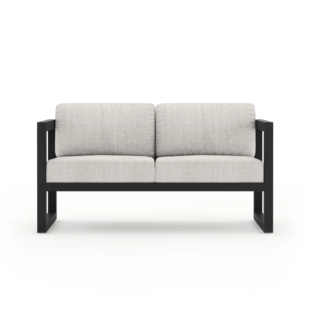 Avion 3 Piece Aluminum Sofa Loveseat Set - Black - Cast Silver